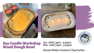 Soy Candle Workshop - Wood Dough Bowl @ Dream Maker Creative